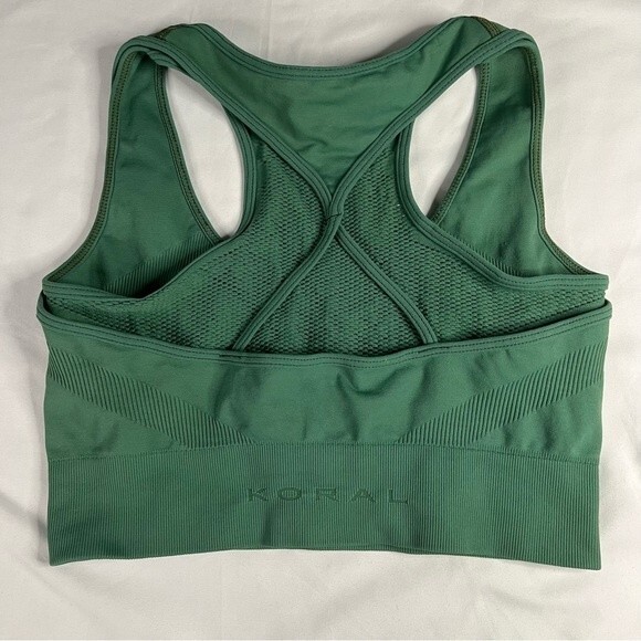 Koral Size S Duffle Green Cedar Seamless Sports Bra Gym Active Stretch Racerback - Picture 6 of 7